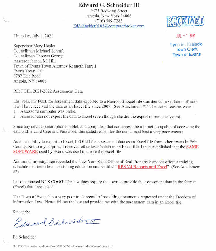 foil-2021-07-01-letter-to-town-board-page1